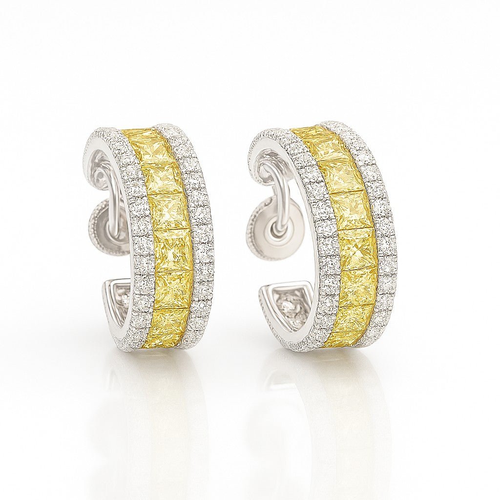 Yellow Sapphire & Diamond Huggie Hoops - Ministry of Gems®EarringsMinistry of Gems®